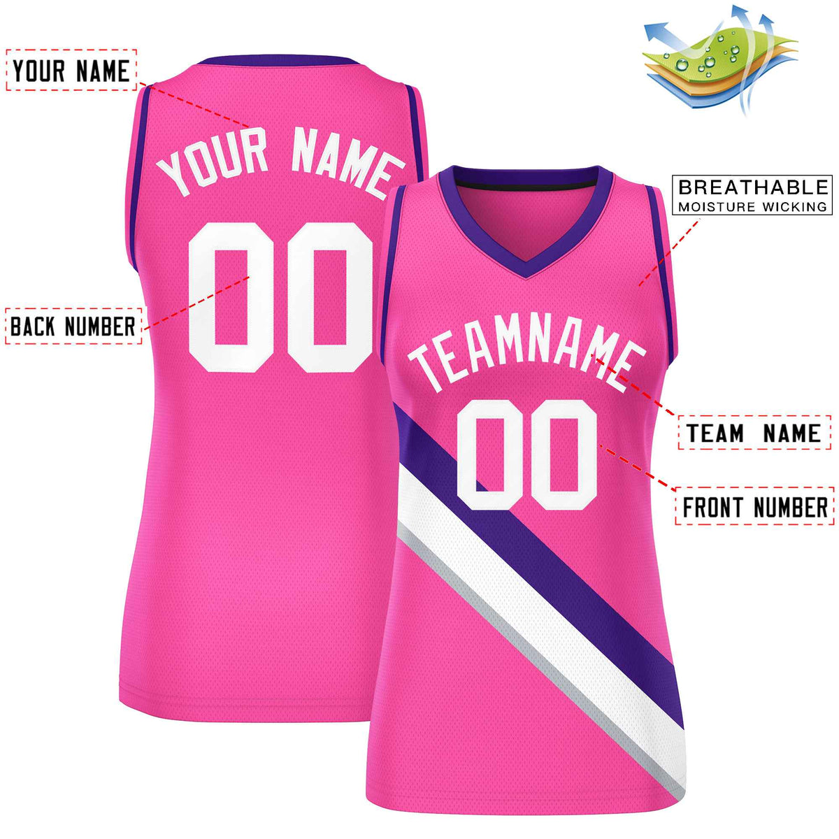 Custom Pink Purple-Pink Thick Slash Fashion Tops Mesh Netball Dress For Women