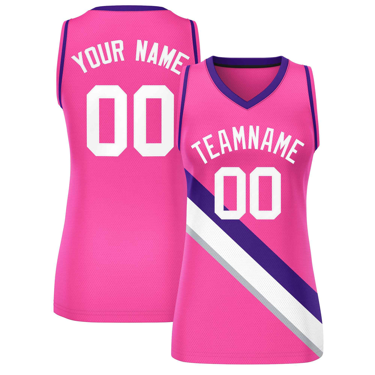 Custom Pink Purple-Pink Thick Slash Fashion Tops Mesh Netball Dress For Women