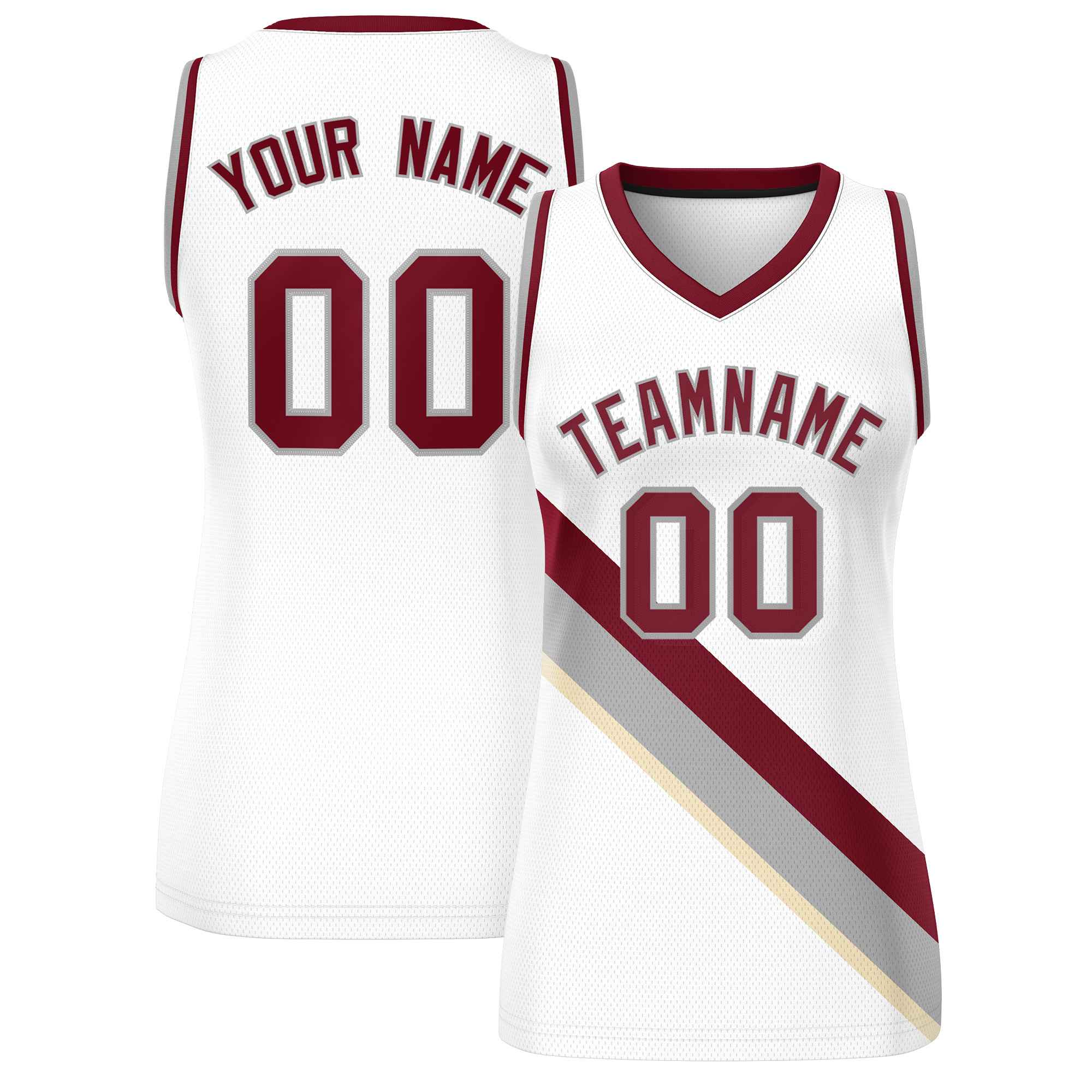 Custom White Crimson-Gray Thick Slash Fashion Tops Mesh Netball Dress For Women
