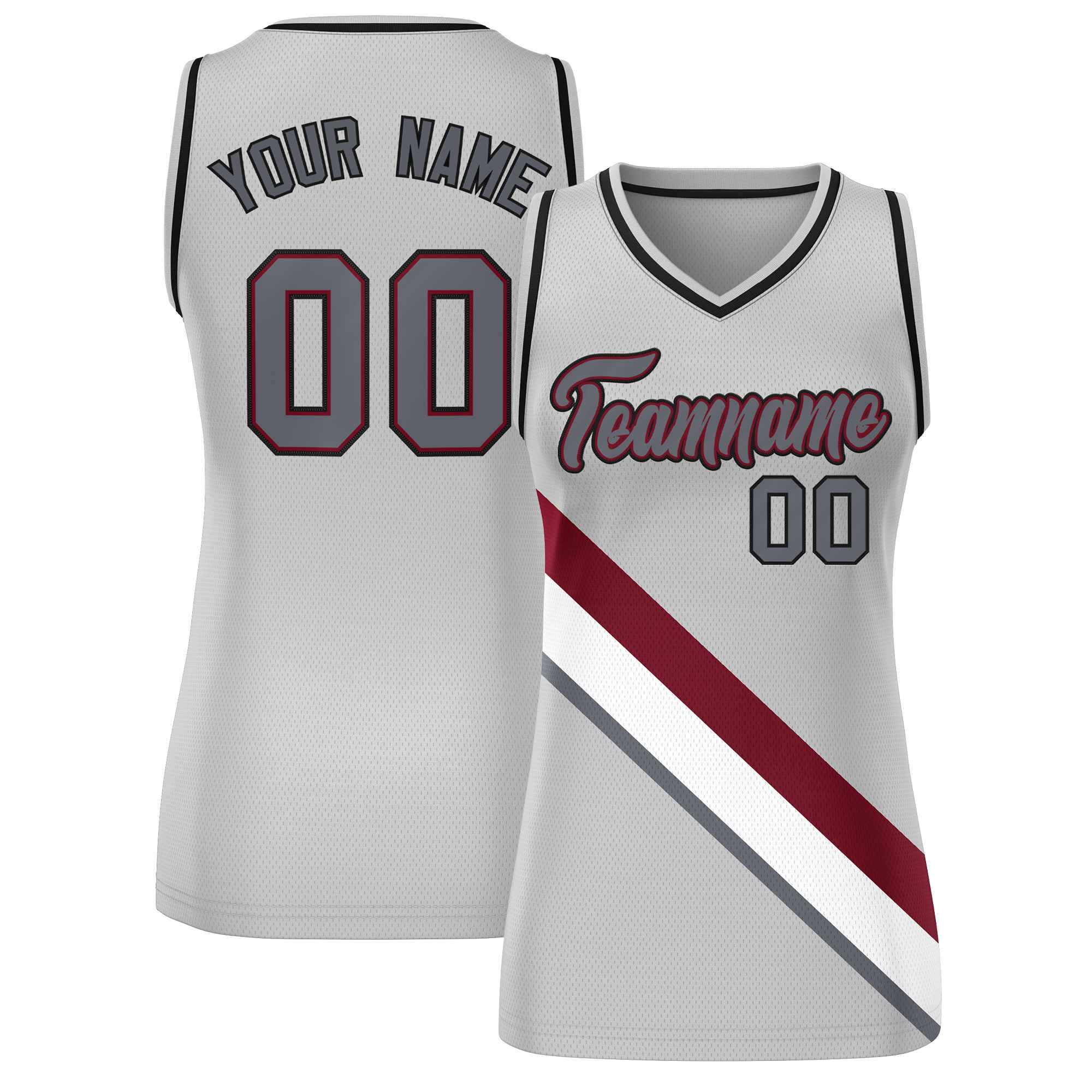 Custom Gray Black-Gray Thick Slash Fashion Tops Mesh Netball Dress For Women