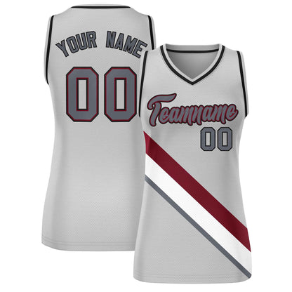 Custom Gray Black-Gray Thick Slash Fashion Tops Mesh Netball Dress For Women