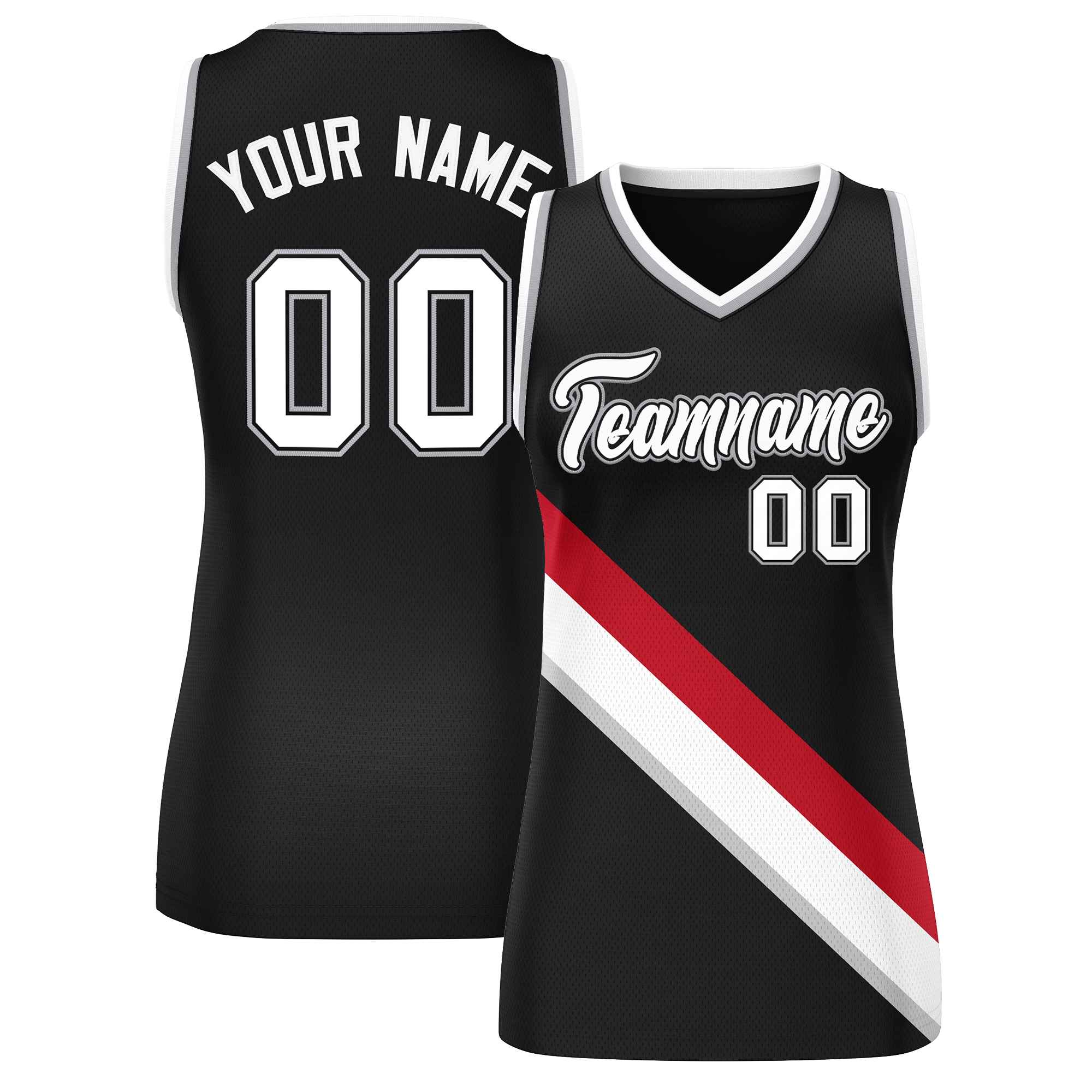 Custom Black Gray-White Thick Slash Fashion Tops Mesh Netball Dress For Women