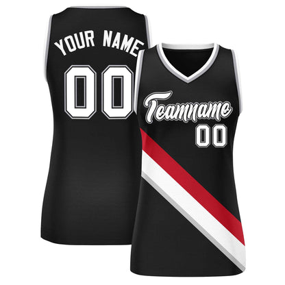 Custom Black Gray-White Thick Slash Fashion Tops Mesh Netball Dress For Women