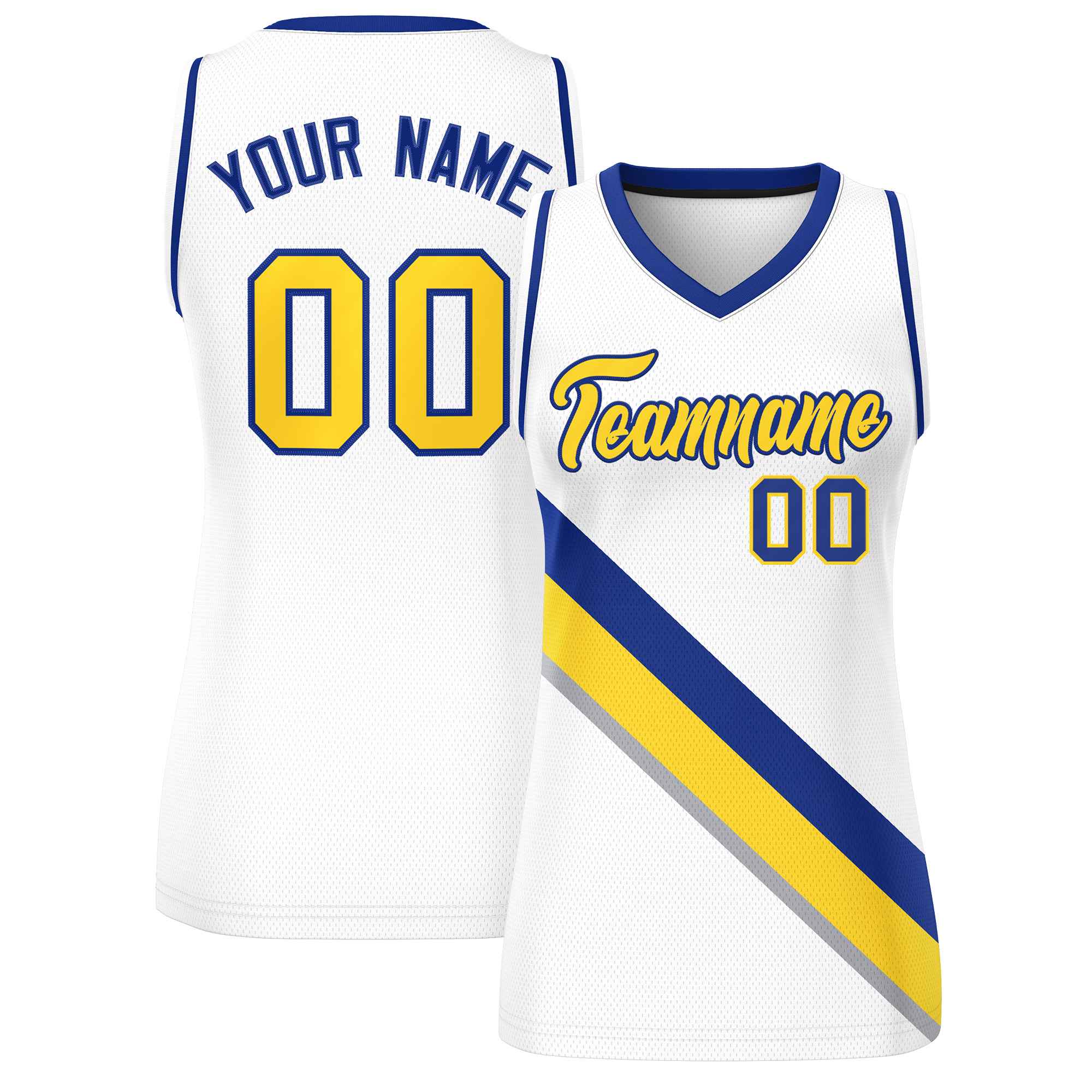 Custom White Navy-White Thick Slash Fashion Tops Mesh Netball Dress For Women