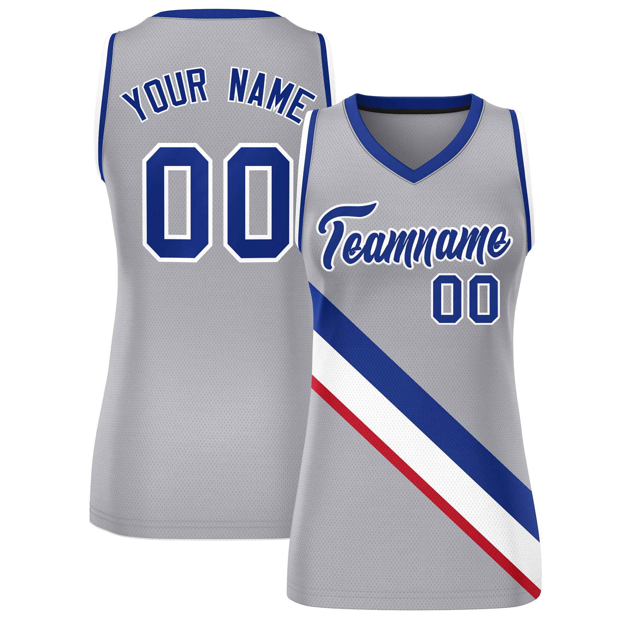 Custom Light Gray Royal-White Thick Slash Fashion Tops Mesh Netball Dress For Women
