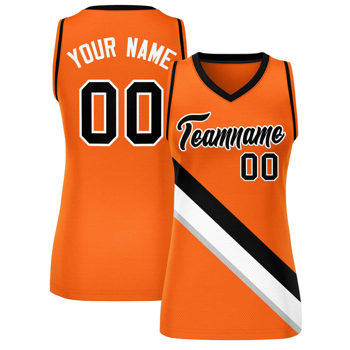 Custom Orange Black-White Thick Slash Fashion Tops Mesh Netball Dress For Women