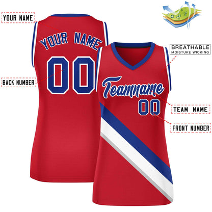 Custom Red Royal-White Thick Slash Fashion Tops Mesh Netball Dress For Women