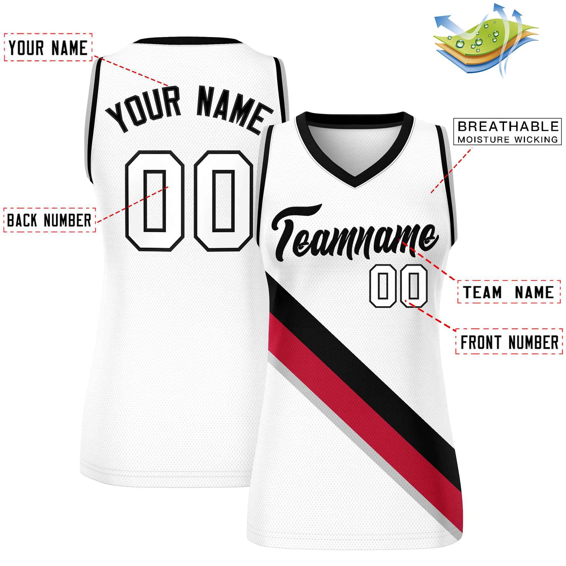 Custom White Black-Gray Thick Slash Fashion Tops Mesh Netball Dress For Women
