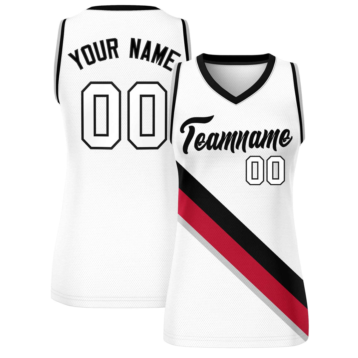 Custom White Black-Gray Thick Slash Fashion Tops Mesh Netball Dress For Women