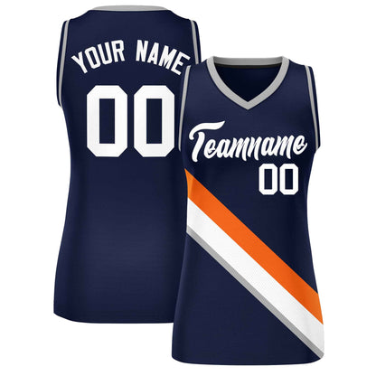 Custom Navy Gray-Navy Thick Slash Fashion Tops Mesh Netball Dress For Women