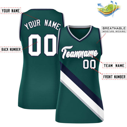 Custom Midnight Green Navy-Midnight Green Thick Slash Fashion Tops Mesh Netball Dress For Women