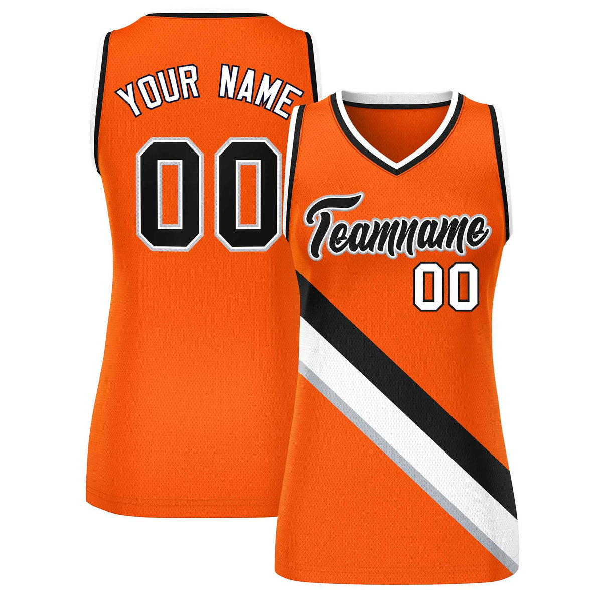 Custom Orange Black-White Thick Slash Fashion Tops Mesh Netball Dress For Women