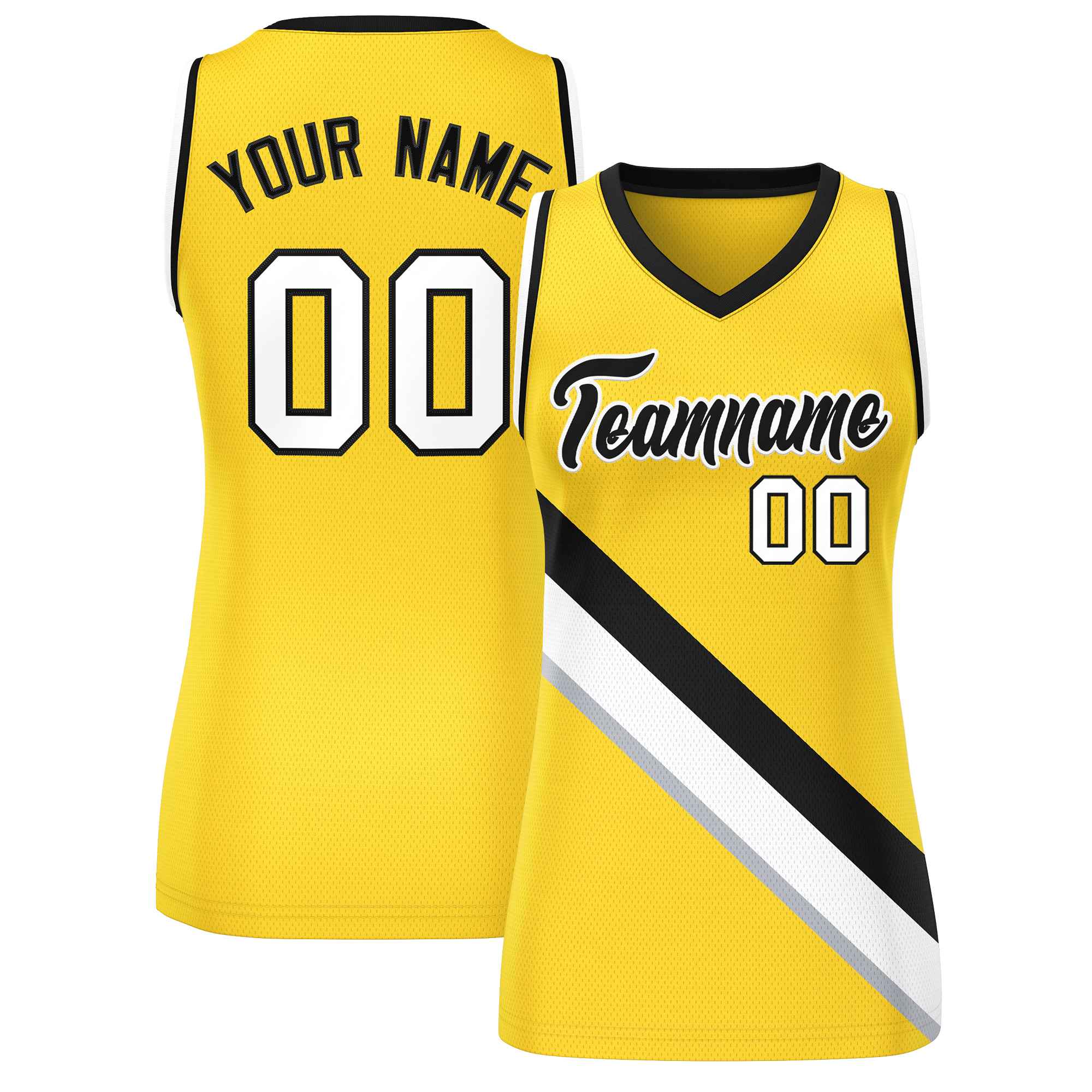 Custom Gold Black-White Thick Slash Fashion Tops Mesh Netball Dress For Women