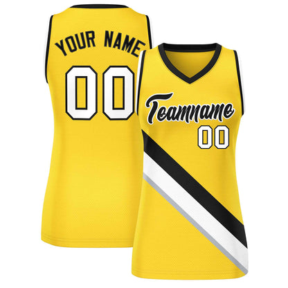 Custom Gold Black-White Thick Slash Fashion Tops Mesh Netball Dress For Women
