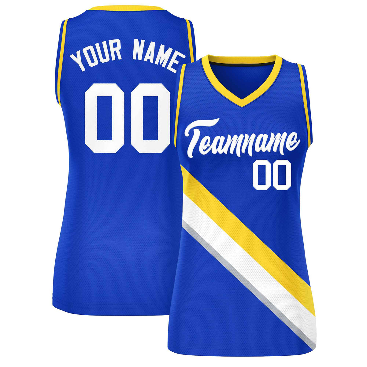 Custom Royal Gold-Royal Thick Slash Fashion Tops Mesh Netball Dress For Women