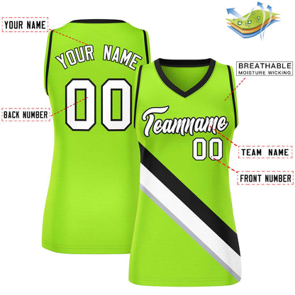 Custom Neon Green Black-Neon Green Thick Slash Fashion Tops Mesh Netball Dress For Women