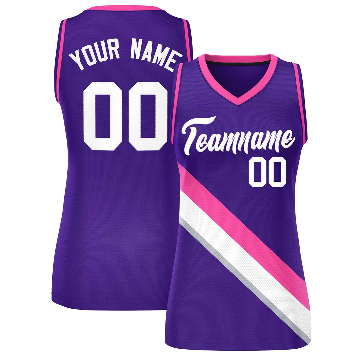 Custom Purple Pink-Purple Thick Slash Fashion Tops Mesh Netball Dress For Women