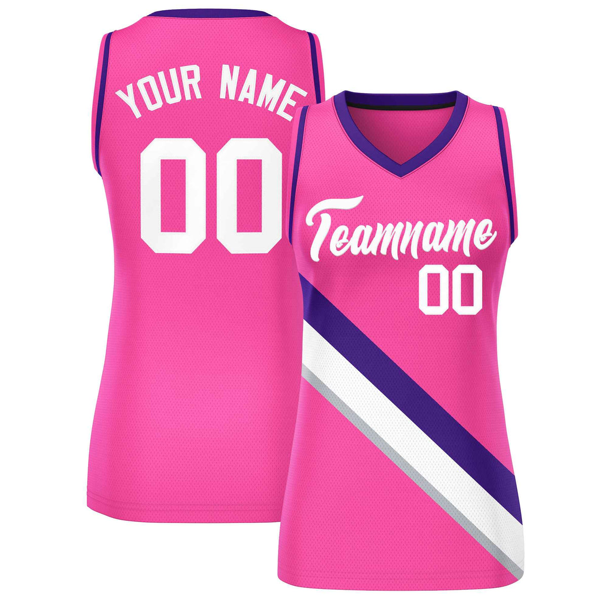 Custom Pink Purple-Pink Thick Slash Fashion Tops Mesh Netball Dress For Women