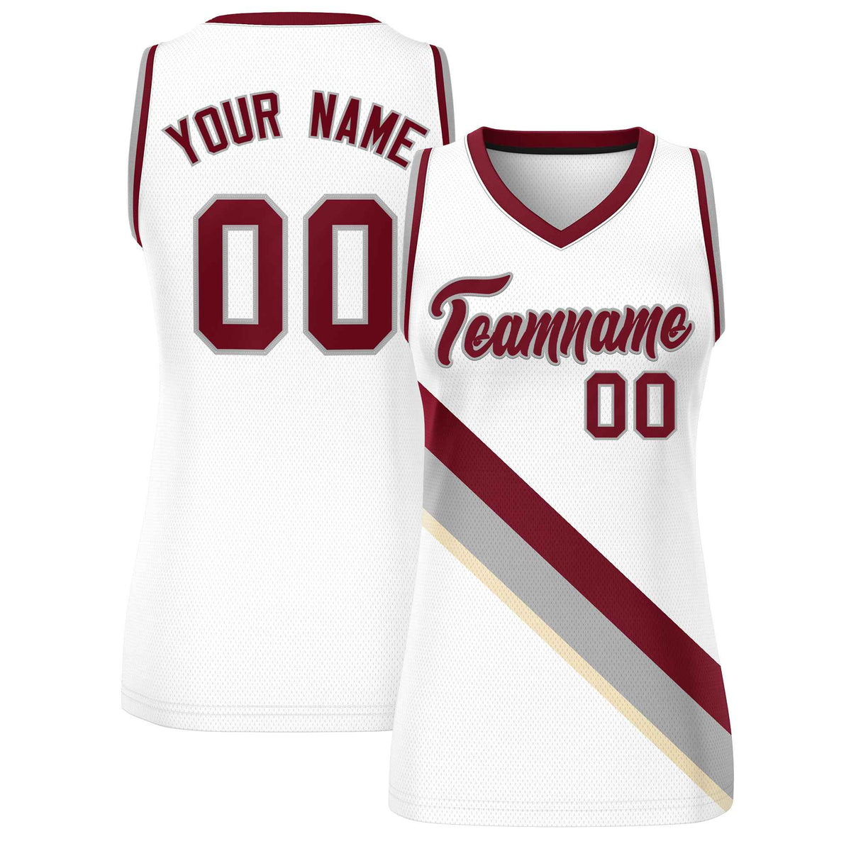 Custom White Crimson-Gray Thick Slash Fashion Tops Mesh Netball Dress For Women