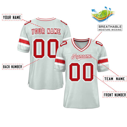 Custom Silver Personalized Classic Authentic Football Jersey