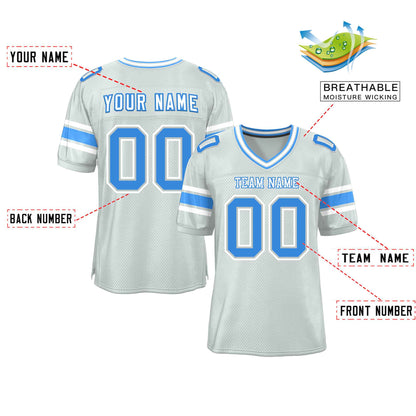 Custom Silver Personalized Classic Authentic Football Jersey