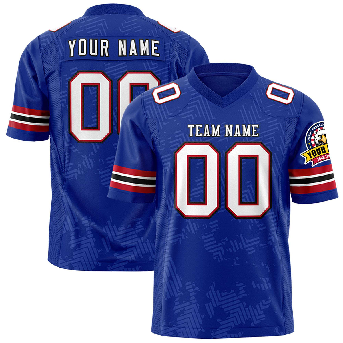 Custom Royal White-Black Personalized Graffiti Line Design Authentic Football Jersey