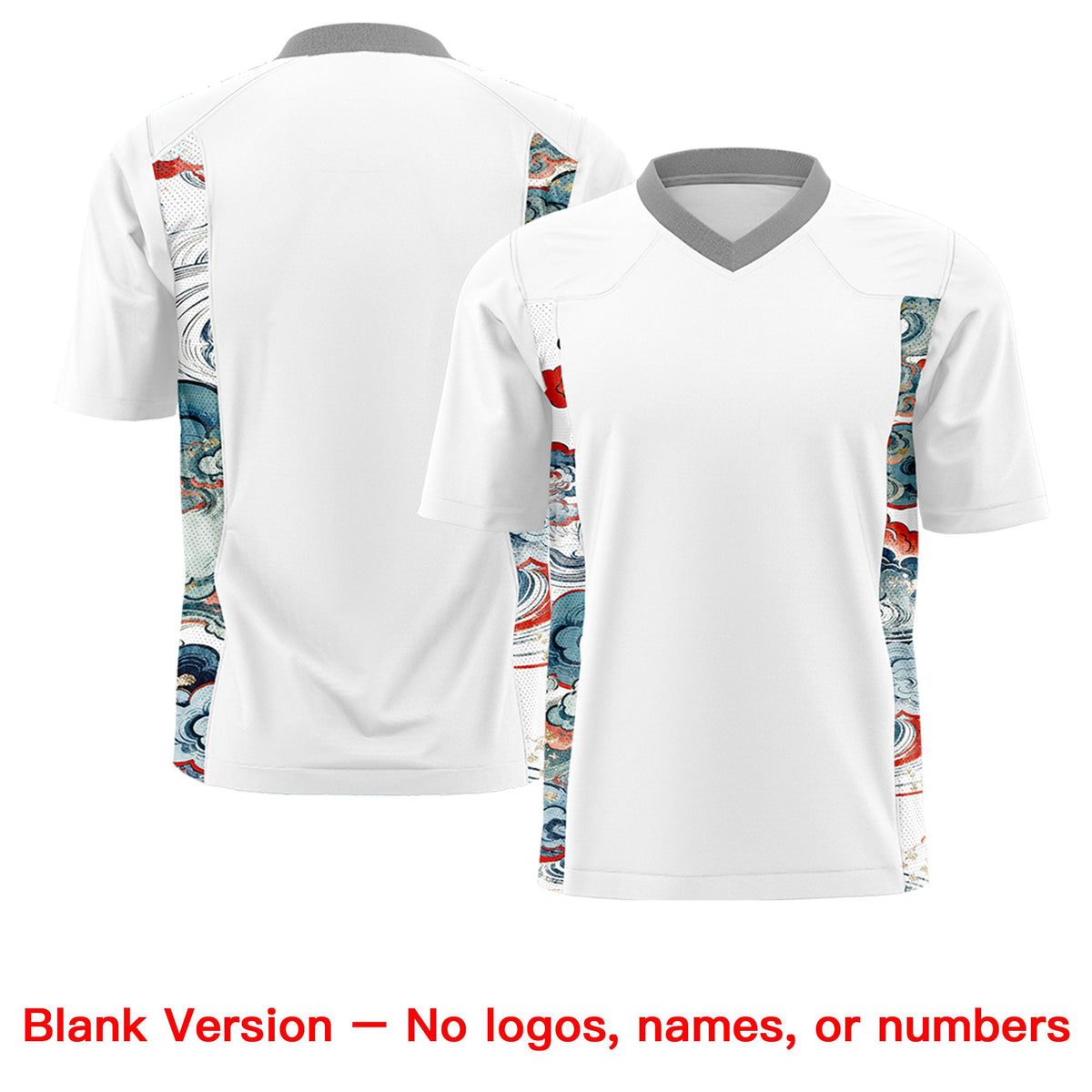 Custom White Gray Ukiyo-e Auspicious Clouds Graffiti Pattern Football Jersey | For Men,For Women | KXKSHOP
