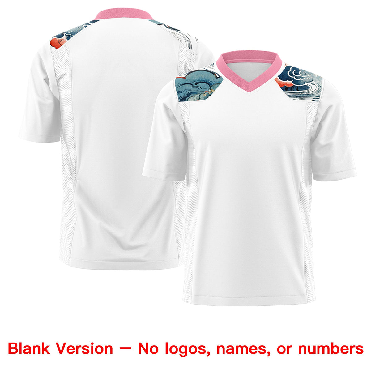 Custom Light Pink White Ukiyo-e Auspicious Clouds Graffiti Pattern Football Jersey | For Men,For Women | KXKSHOP