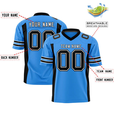Custom Powder Blue Black Personalized Insert Color Design Authentic Football Jersey
