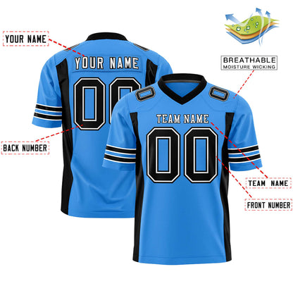 Custom Powder Blue Black Personalized Insert Color Design Authentic Football Jersey