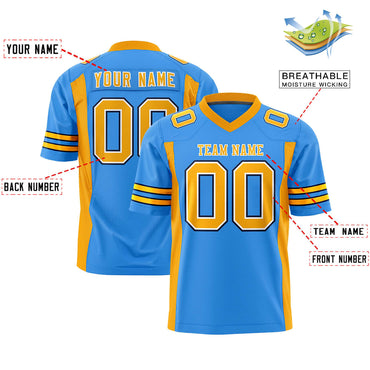 Custom Powder Blue Yellow Personalized Insert Color Design Authentic Football Jersey