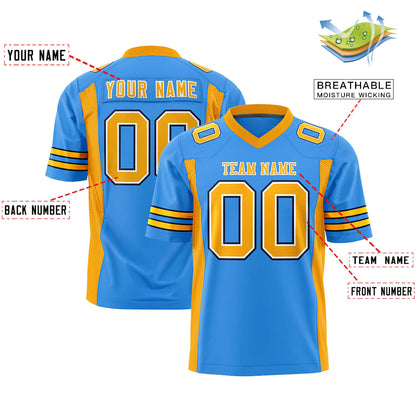 Custom Powder Blue Yellow Personalized Insert Color Design Authentic Football Jersey