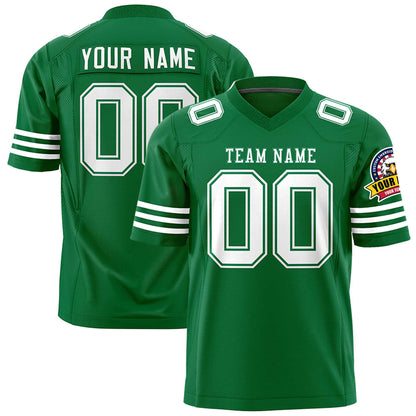 Custom Kelly Green White Personalized Classic Authentic Football Jersey