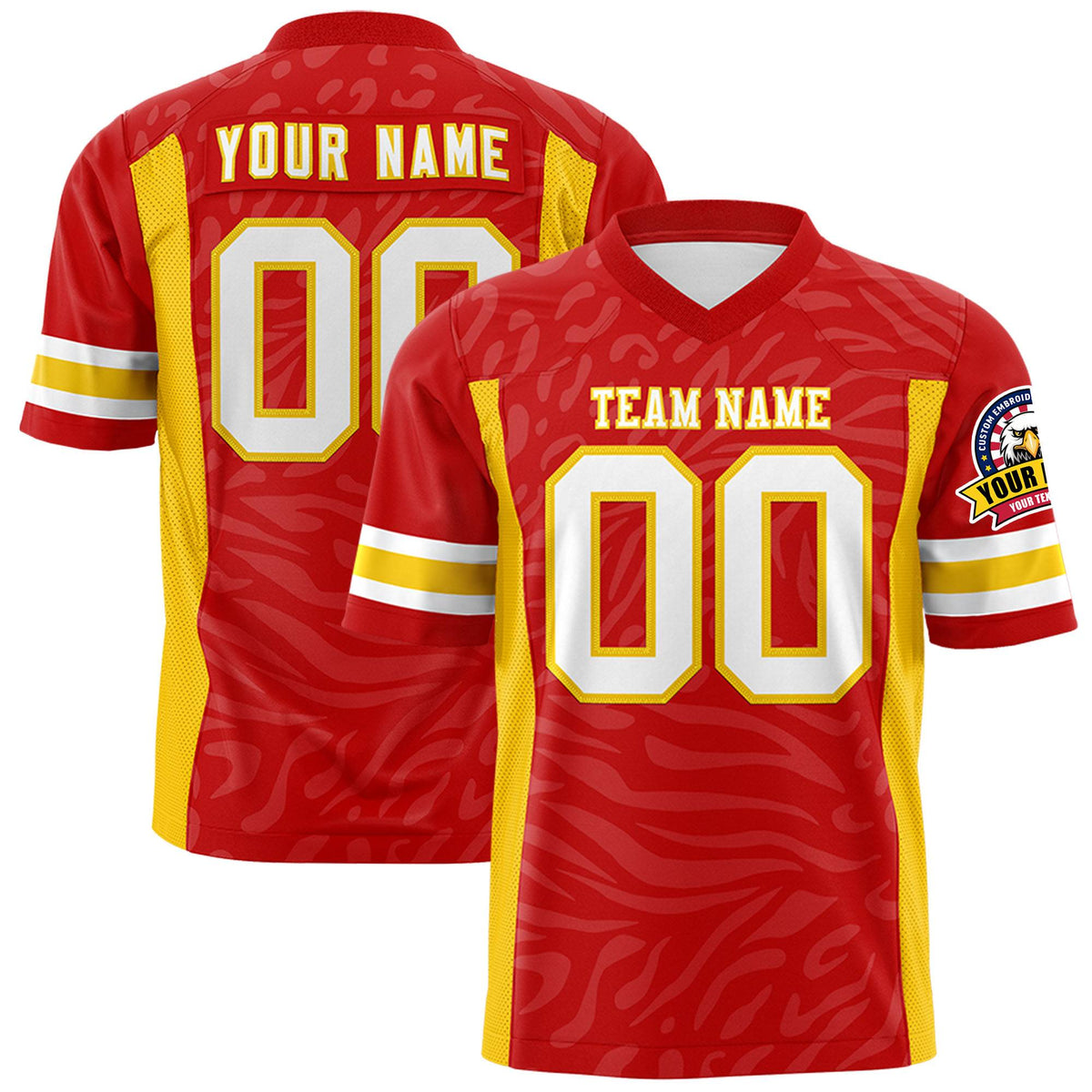 Custom Red Light Red Personalized Zebra Stripes Pattern Authentic Football Jersey