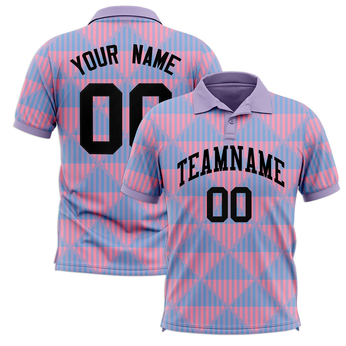 Custom Light Purple Lingge Sunshine Polo Shirts