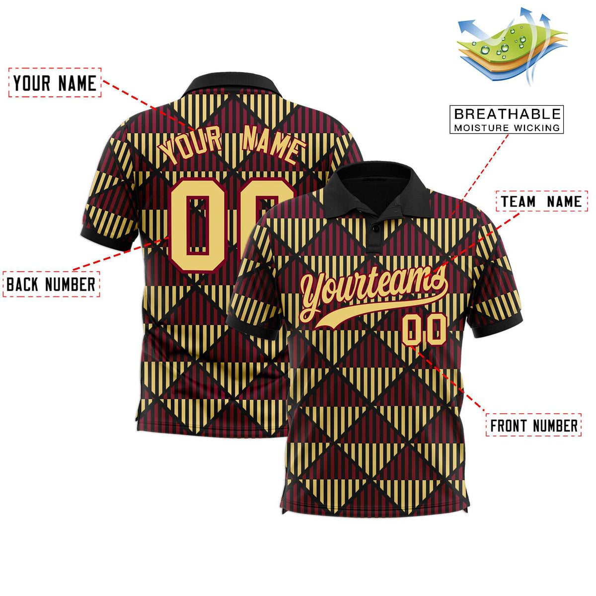 Custom Black Lingge Sunshine Polo Shirts