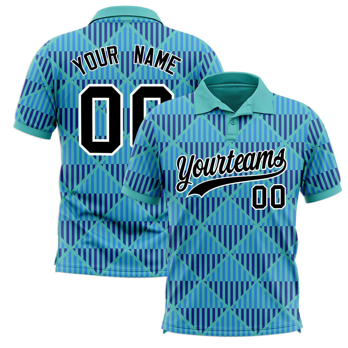 Custom Teal Lingge Sunshine Polo Shirts