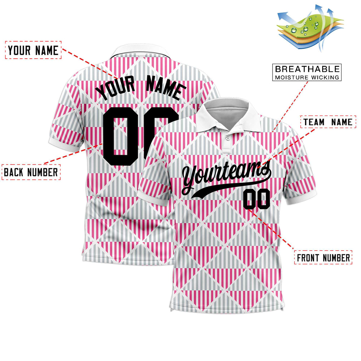 Custom White Lingge Sunshine Polo Shirts