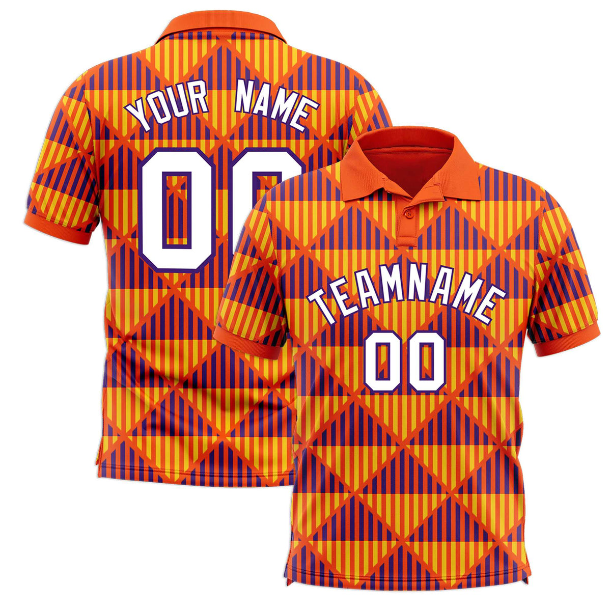 Custom Orange Lingge Sunshine Polo Shirts