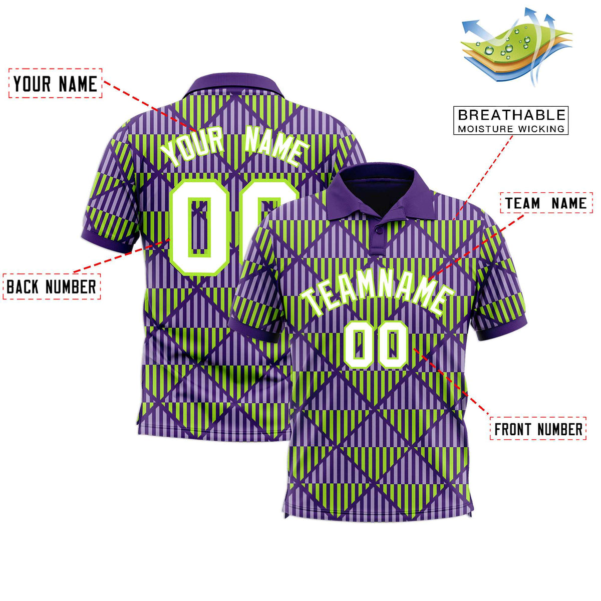 Custom Purple Lingge Sunshine Polo Shirts