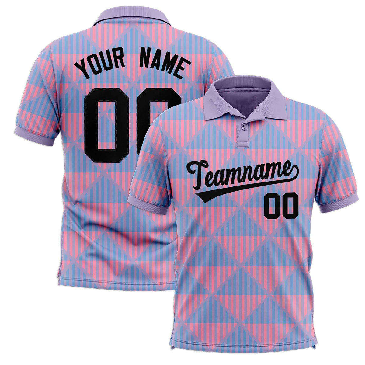 Custom Light Purple Lingge Sunshine Polo Shirts