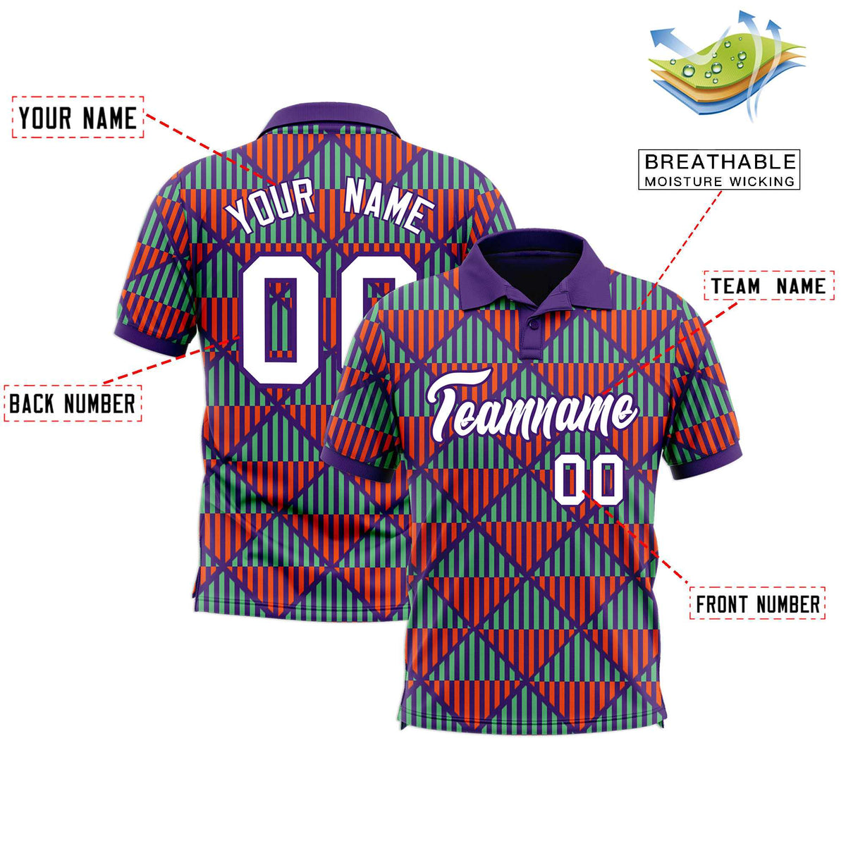 Custom Purple Lingge Sunshine Polo Shirts