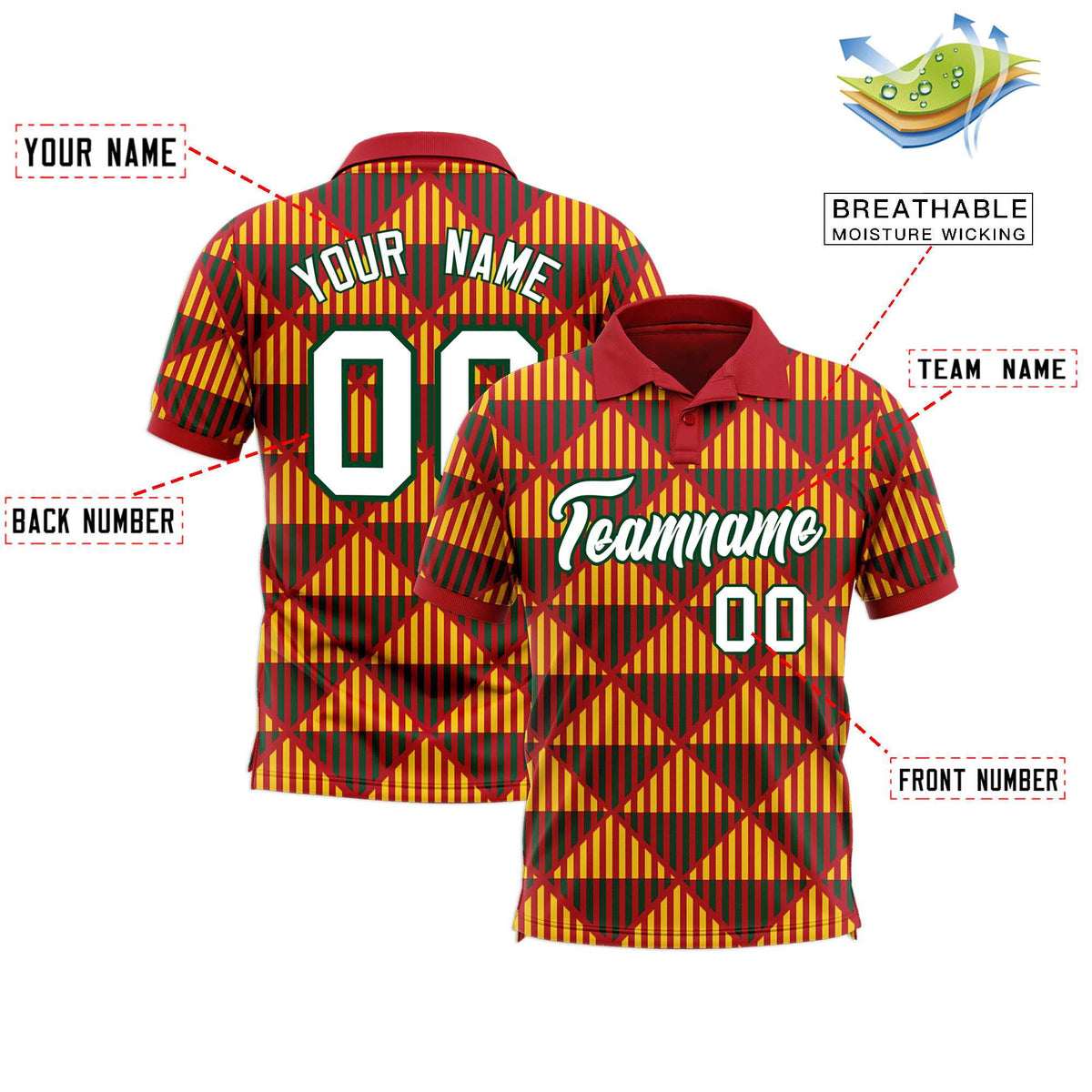 Custom Red Lingge Sunshine Polo Shirts