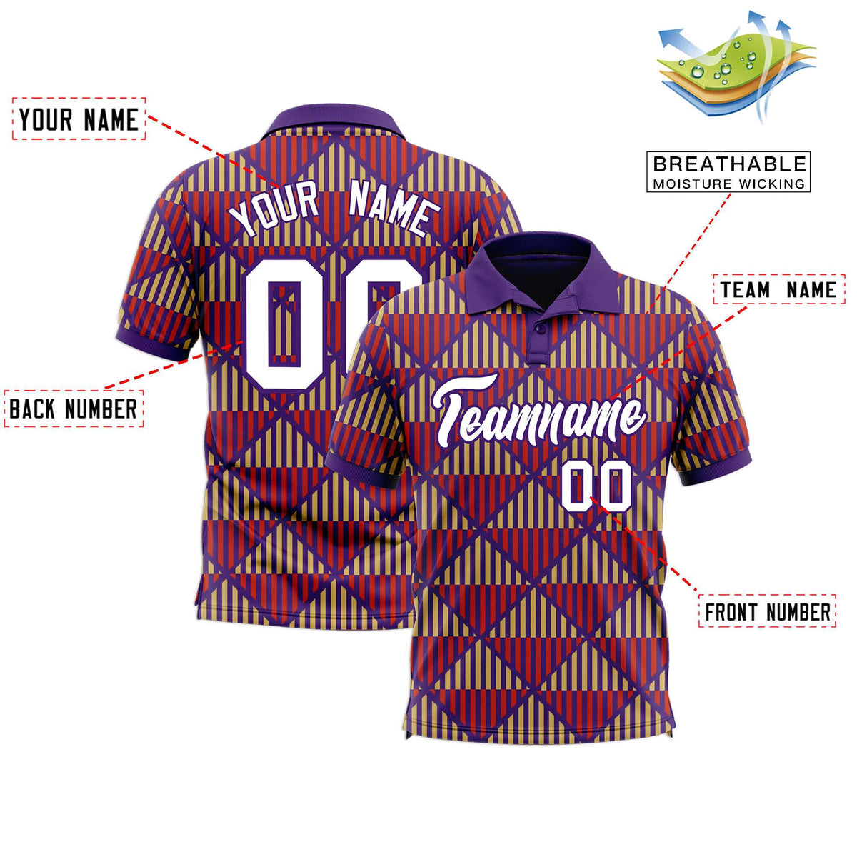 Custom Purple Lingge Sunshine Polo Shirts