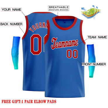 Custom Blue Red-White Classic Tops Casual Basketball Jersey