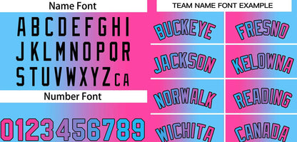Custom Pink Blue Black-Pink Gradient Fashion Tops Bull Basketball Jersey