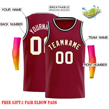 Custom Crimson White-Orange Classic Tops Casual Basketball Jersey