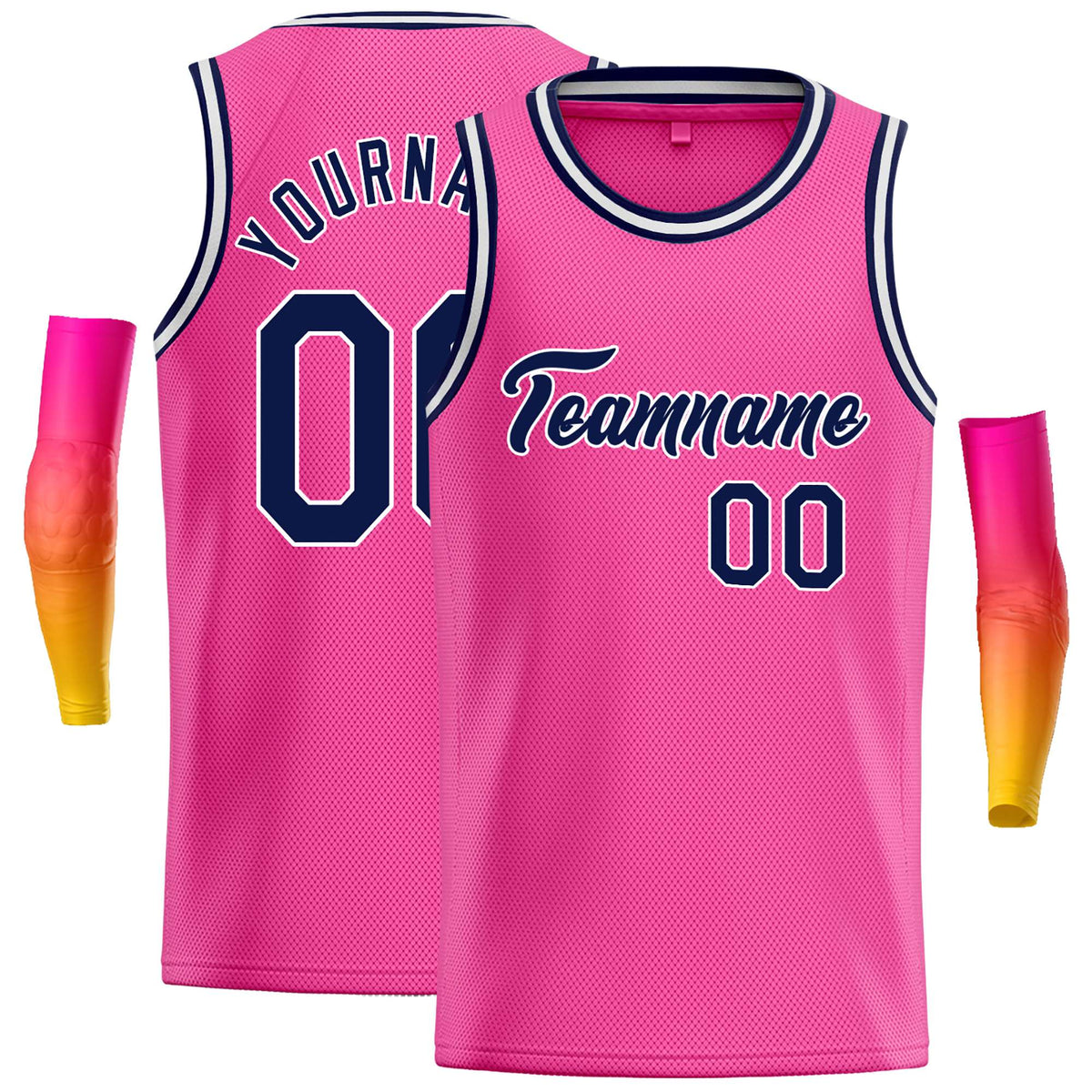 Custom Pink Navy-White Classic Tops Casual Basketball Jersey