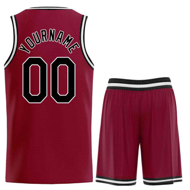 Custom Maroon Black-White Heal Sports Uniform Classic Sets Basketball Jersey