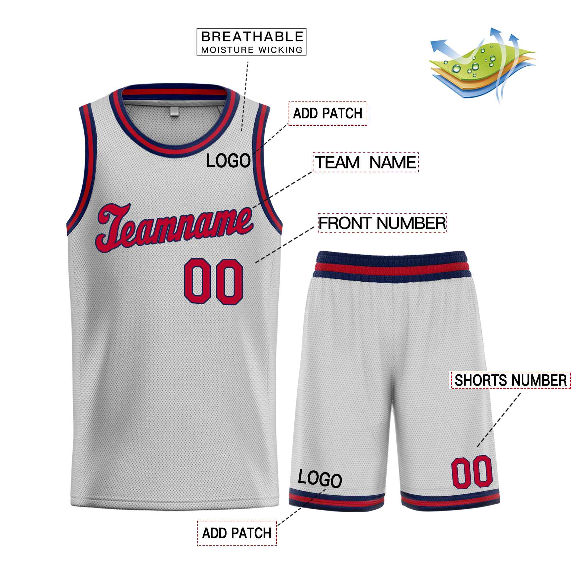 Custom Gray Maroon-Navy Classic Sets Sports Uniform Basketball Jersey